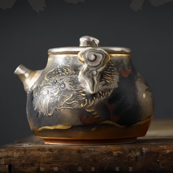 1-19.jpg Traditional Chinese Kiln Change Ceramic Ware Dragon Teapot Hand Painted With Black Dragon Pattern