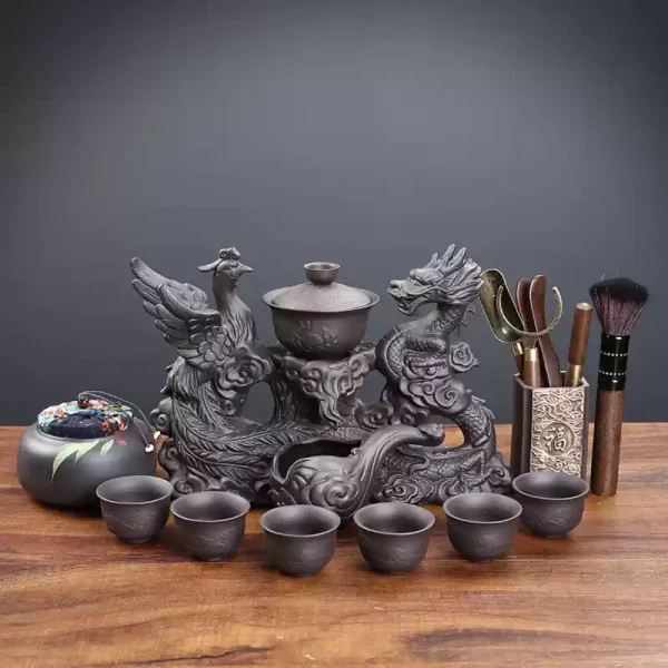 1-3.webp Delicate Vintage Porcelain Phoenix and Dragon Pattern Semi-Automatic Lazy Tea Set
