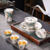 Vintage Exquisite Handmade Chinese Silver Dragon Gongfu Tea Cup Set Lazy Semi-Automatic