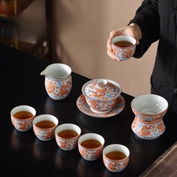 1-67.jpg Classic Chinese Handmade Vintage Gongfu Porcelain Tea Cup Set with Majestic Red Dragon Pattern