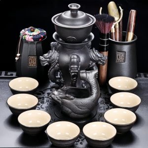1-68.jpg Ancient Sculptural Five Dragon Chinese Black Pottery Semi-Automatic Gongfu Tea Pot Set