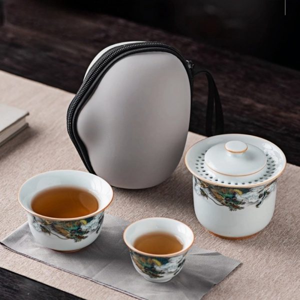 1-75.jpg Antique Compact Ceramic Green Dragon Theme Travel Tea Set with Portable Bag