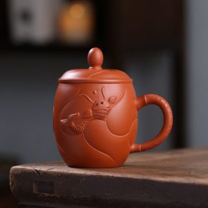 11-Fl-Oz325-ML-Dragon-and-Fish-Zisha-Yixing-Purple-Clay-Tea-Cup-with-Handle-3.jpg Authentic Fish Leaping Dragon Gate Theme Yixing Zisha Tea Cup Mug