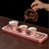 Traditional Chinese Year of the Dragon Vintage Jingdezhen Porcelain Red Dragon Themed Tea Cup Set