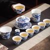 2-65.jpg Vintage Elegant Chinese Blue and White Porcelain Dragon Phoenix Luxury Gongfu Tea Cup Set