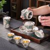 Vintage Exquisite Handmade Chinese Silver Dragon Gongfu Tea Cup Set Lazy Semi-Automatic