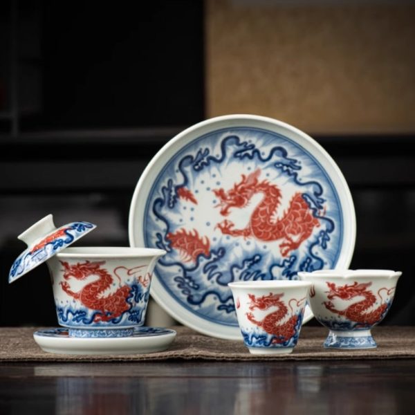 3-56.jpg Graceful Traditional Luxury Chinese Blue and White Porcelain Antique Wave Tea Set