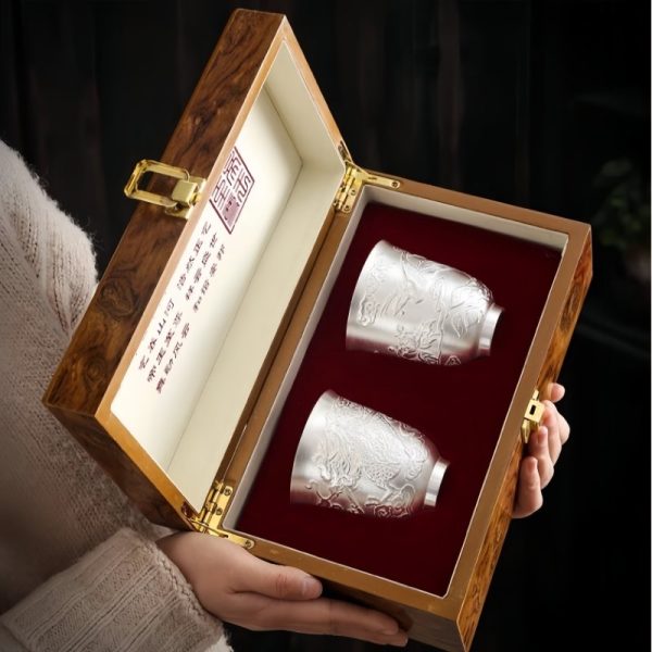 3-8.jpg Exquisite Embossed Fire-breathing Dragon Sterling Silver Vintage Chinese Ceramic Tea Cup