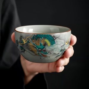4-13.jpg Antique Green Dragon Traditional Cracked Ceramic Chinese Gongfu Chawan Tea Cup