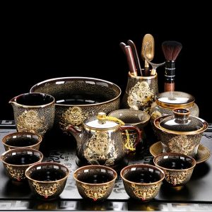 4-45.jpg Authentic Vintage Kiln Change Chinese Porcelain Gongfu Tea Pot Set with Majestic Dragon Pattern