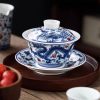 4-55.jpg Vintage Elegant Chinese Blue and White Porcelain Dragon Phoenix Luxury Gongfu Tea Cup Set
