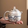 4-56.jpg Antique Elegant Gilt Silver Tea Sets with Blue and White Porcelain Exclusive Dragon Pattern