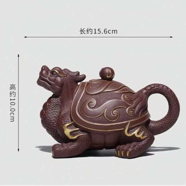 5-29.jpg Unique Gilding Dragon Turtle Shaped Teapot with Dragon Ball Twist Made from Yixing Purple Clay