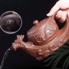 7-1-1.jpg Gongfu Teapot in Dragon Boat Shape with Strainer Crafted from Black and Brown Yixing Clay Chinese Design