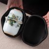 7-11.jpg Antique Compact Ceramic Green Dragon Theme Travel Tea Set with Portable Bag