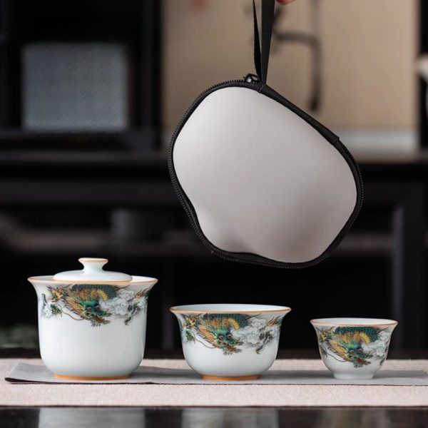 8-7.jpg Antique Compact Ceramic Green Dragon Theme Travel Tea Set with Portable Bag
