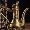 Ancient-Tall-Dragon-and-Phoenix-Theme-Handcrafted-Brass-Teapot-Antique-for-Sale-4.jpg Ancient Tall Brass Teapot with Dragon and Phoenix Theme Handcrafted for Sale