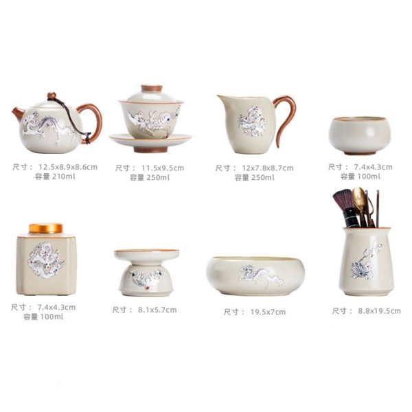 Chinese-tea-set25-5.jpg Ceramic Antique Inlaid Sterling Silver Dragon Traditional Luxury Chinese Export Tea Ceremony Set