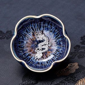 Dragon-Silver-Inlaid-Plum-Shaped-Jian-Zhan-Ceramic-Tea-Cup-5.jpg Inlaid Silver Dragon Flower Shaped Tenmoku Jianzhan Ceramic Tea Cup