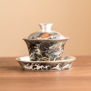 Gaiwan06-01.jpg 150ml Best Fine Silver Glaze Black Dragon Porcelain Handmade Gaiwan Teapot