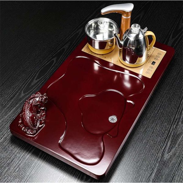 Jianzhan-Gongfu-Tea-Set-01.jpg Pixiu Themed Gongfu Tea Set with Jianzhan Cups and Red Wooden Tea Tray