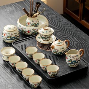 Ru-Kiln-Hand-Painted-Dragon-Theme-Kung-Fu-Teaware-Set-with-Rectangular-Tray-2.jpg Two Dragons Playing with Pearls Ceramic Kung Fu Teaware Set with Tea Tray