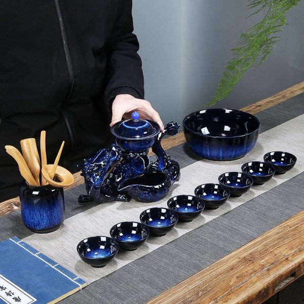 Semi-Automatic-Lazy-Tea-Set03.jpg Blue Glaze Kiln-turning Ceramic Dragon Themed Semi Automatic Lazy Tea Set