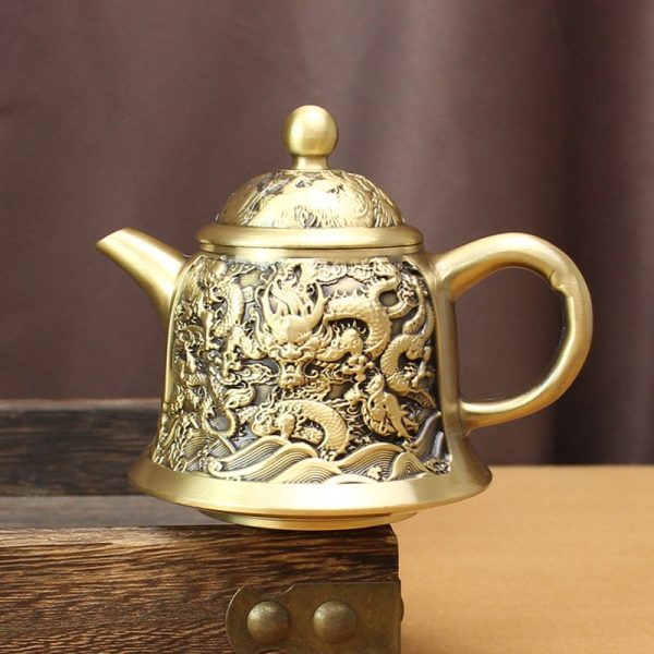 Small-Embossed-Dragons-Frolicking-with-Pearls-Theme-Handmade-Brass-Tea-Kettle-2.jpg Small Handmade Brass Tea Kettle with Embossed Dragons and Pearls Theme