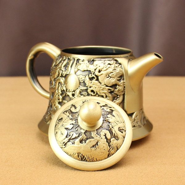 Small-Embossed-Dragons-Frolicking-with-Pearls-Theme-Handmade-Brass-Tea-Kettle-3.jpg Small Handmade Brass Tea Kettle with Embossed Dragons and Pearls Theme