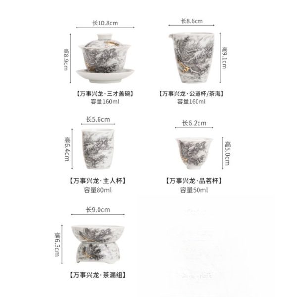 Traditional-Hand-Painted-Black-Dragon-White-Porcelain-Chinese-Tea-Set-Antique-1.jpg Luxurious Antique Traditional Elegant White Porcelain Chinese Tea Set with Black Dragon Design