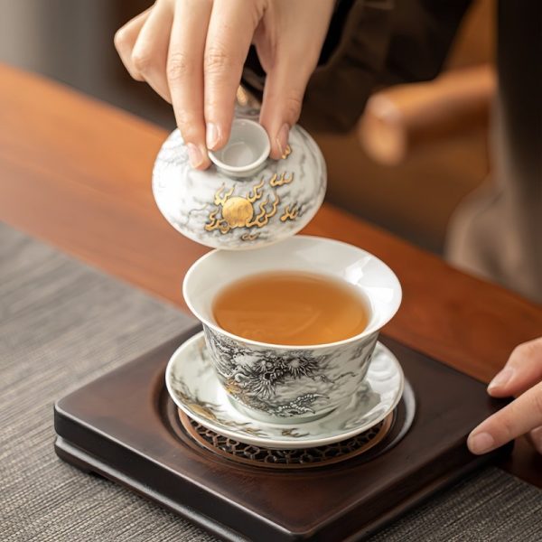 Traditional-Hand-Painted-Black-Dragon-White-Porcelain-Chinese-Tea-Set-Antique-4.jpg Luxurious Antique Traditional Elegant White Porcelain Chinese Tea Set with Black Dragon Design