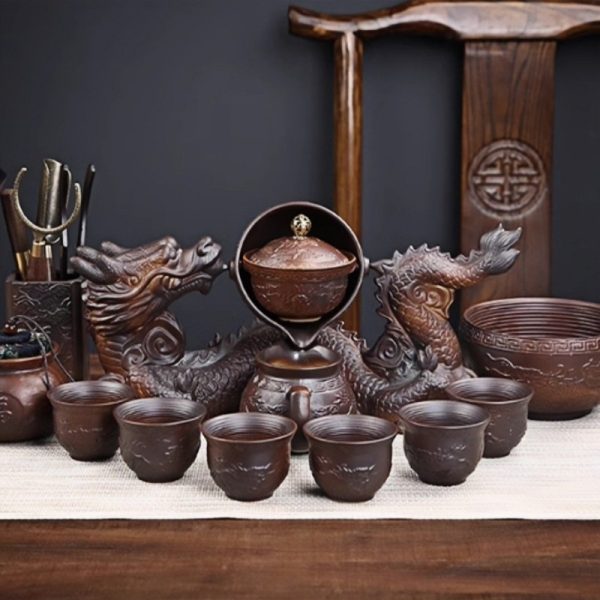 a-29.jpg Antique Lazy Chinese Semi-Automatic Majestic Dragon Brown Ceramic Kungfu Tea Cup Set