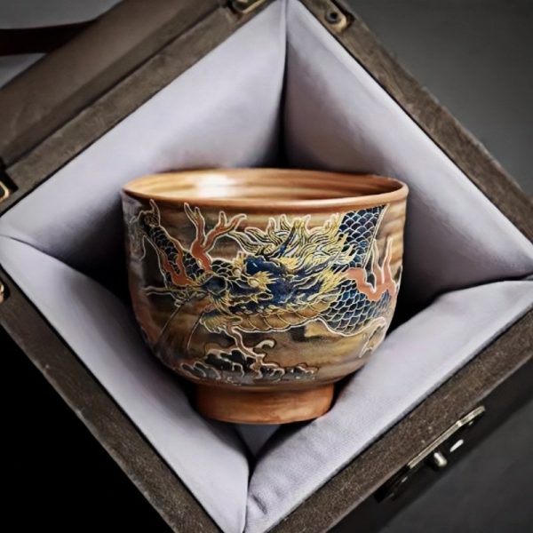 a-7-1.jpg Year of The Dragon Hand Painted Ceramic Tea Cup With Dragon Spraying Water Pattern