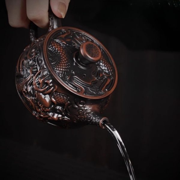 b-22.jpg Large Capacity Antique Chinese Purple Pottery Dragon Teapot Exquisitely Carved Dragon Finish