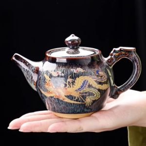 b-24.jpg Vintage Porcelain Kiln Change Gongfu Dragon Teapot With Color Changing Chinese Dragon Pattern