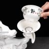 b-31.jpg Graceful Vintage White Lazy Semi-Automatic Chinese Gilded Sculptural Dragon Porcelain Tea Cup Set