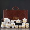 b-47.jpg Antique Chinese Colored Glaze Gongfu Tea Set with Gold Inlaid White Jade Dragon and Phoenix Design