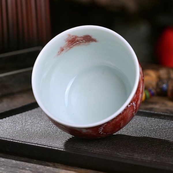 d-12.jpg Vintage Alum Red Underglaze Painting Dragon Chinese Chawan Gongfu Tea Cup