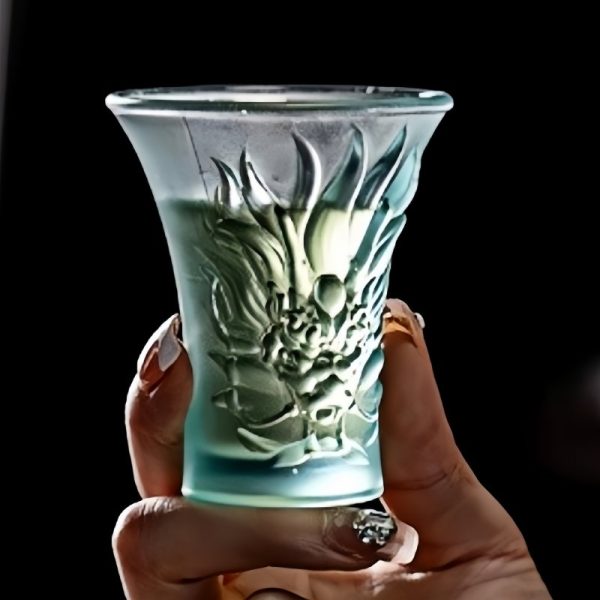 d-2-1.jpg Antique Coloured Glaze Handmade Carved Dragon Japanese Thin Tea Cup