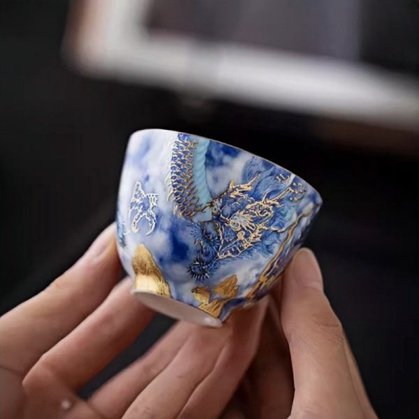 d-2.jpg Hand Painted Gold Inlaid Blue Dragon Ceramic Gong Fu Tea Cup