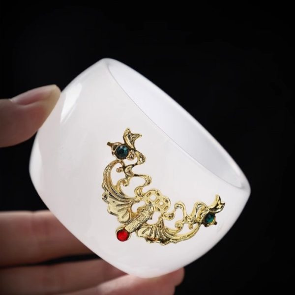 d-44.jpg Antique Chinese Colored Glaze Gongfu Tea Set with Gold Inlaid White Jade Dragon and Phoenix Design