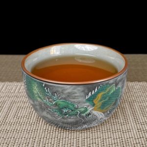 d-6-1.jpg Hand Drawn Porcelain Ink Color Green Dragon Kung Fu Tea Cup