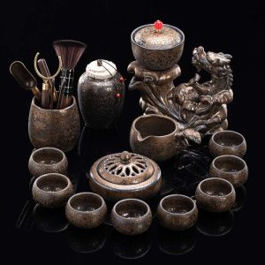 dragon-theme-lazy-tea-set.jpg Antique Handmade Gilded Rust Glaze Ceramic Lazy Automatic Tea Set
