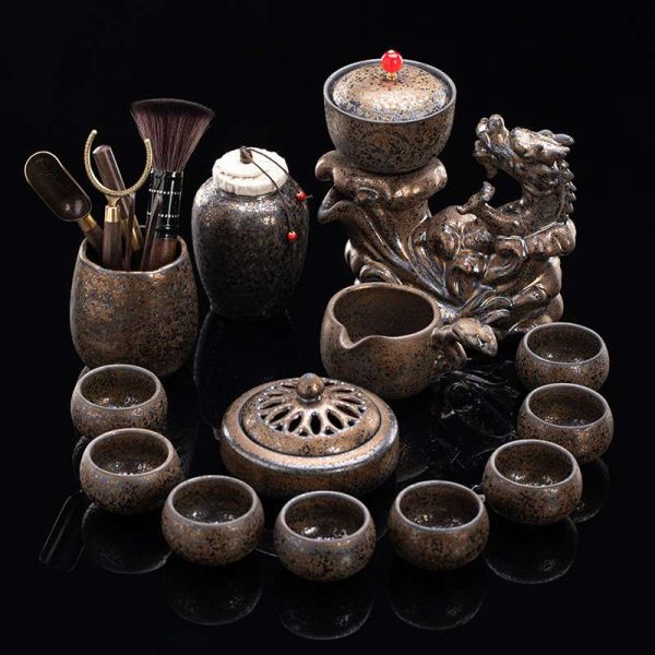 dragon-theme-lazy-tea-set.jpg Antique Handmade Gilded Rust Glaze Ceramic Lazy Automatic Tea Set