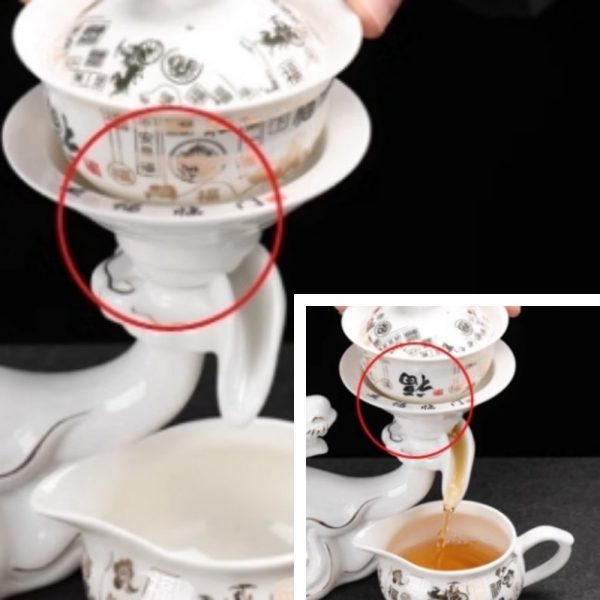 e-31.jpg Graceful Vintage White Lazy Semi-Automatic Chinese Gilded Sculptural Dragon Porcelain Tea Cup Set