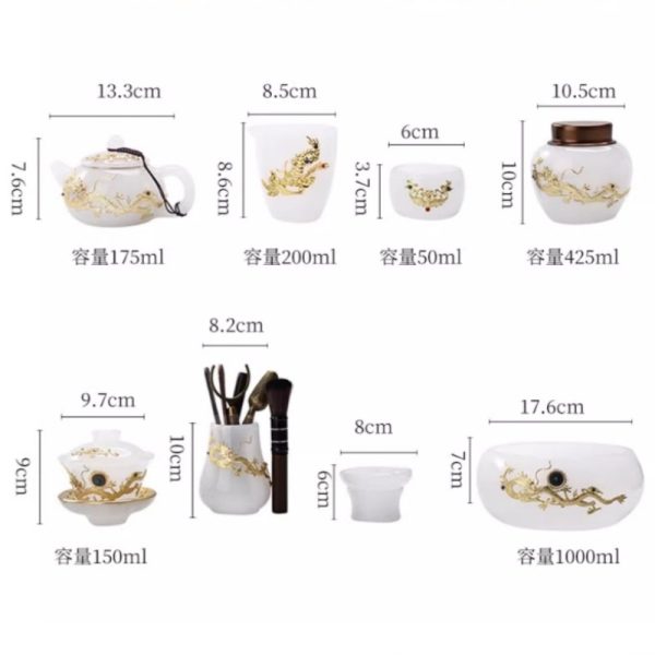 e-38.jpg Antique Chinese Colored Glaze Gongfu Tea Set with Gold Inlaid White Jade Dragon and Phoenix Design