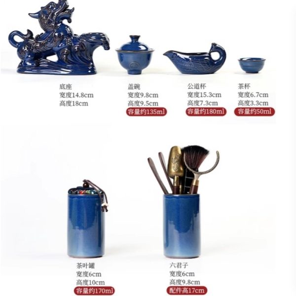 e-40.jpg Traditional Chinese Antique Blue Dragon Phoenix Porcelain Gongfu Tea Set with Lazy Semi-Automatic Design