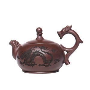 purple-clay-teapot502.jpg Authentic Vintage Handmade Chinese Dragon Handle Zisha Yixing Clay Teapot